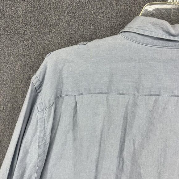 J Crew Shirt Mens Large Linen Button Down Utility Roll Sleeve Casual Workwear - Picture 15 of 16